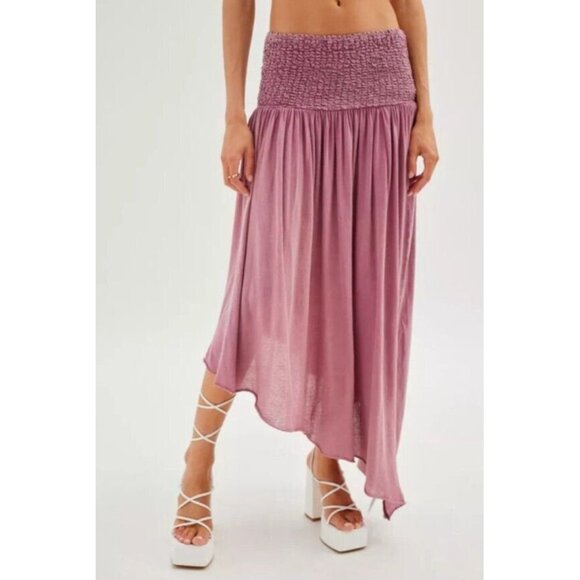 Out From Under Tessa Convertible Tube Dress Skirt Womens M Pink Mauve Smocked - Picture 6 of 13